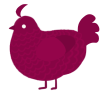 A maroon chicken with a lace pattern