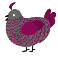 A grey and wine chicken with a lace pattern