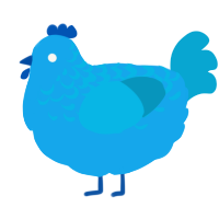 A sky and cerulean chicken with a half-lace pattern