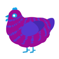 A plum and indigo chicken with a bar pattern