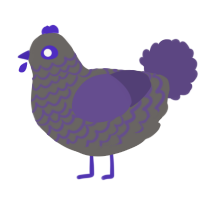A grey and overcast chicken with a lace pattern