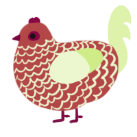 A red and apple chicken with a lace pattern