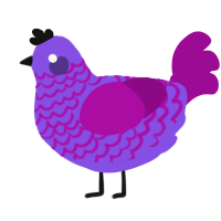 A blurple and plum chicken with a lace pattern
