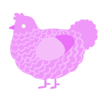 A lavender chicken with a lace pattern