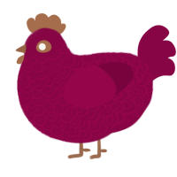 A maroon chicken with a double-lace pattern