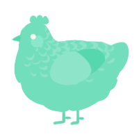 A mint chicken with a half-lace pattern