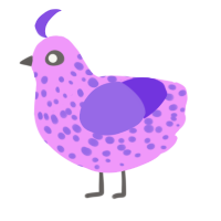 A lavender and blurple chicken with a speckle pattern