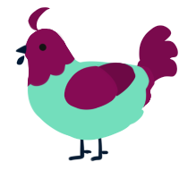 A mint and wine chicken with a head pattern