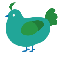 A turquoise and viridian chicken