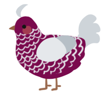 A wine and mist chicken with a lace pattern