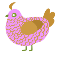 A lavender and gold chicken with a lace pattern