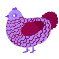 A lilac and maroon chicken with a lace pattern