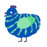 A ultramarine and spring chicken with a bar pattern