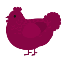 A maroon chicken with a half-lace pattern