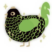 A white and plum chicken with a lace pattern