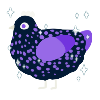 A tumblr and blurple chicken with a speckle pattern