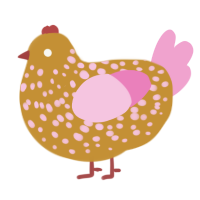 (unnamed), a gold and pink chicken with a speckle pattern