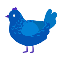 A ultramarine and sapphire chicken with a half-lace pattern