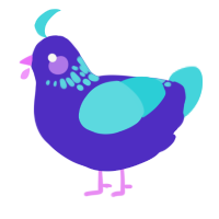 A indigo and aqua chicken with a neck-speckle pattern