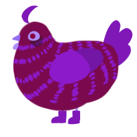 The Killer, a wine and violet chicken with a bar pattern