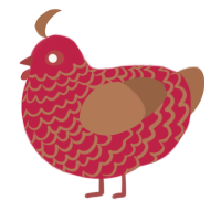 A crimson and brown chicken with a lace pattern