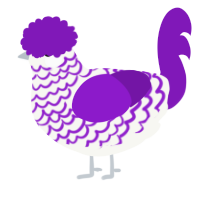 A white and violet chicken with a lace pattern