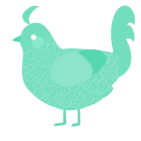 A mint chicken with a double-lace pattern