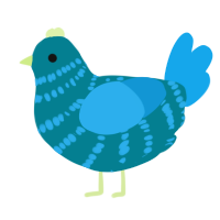 A sea and sky chicken with a bar pattern