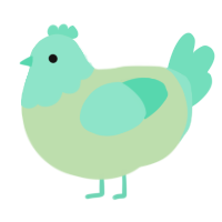 A gluppy and mint chicken with a head pattern