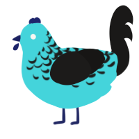 Ice Coolee, a aqua and sable chicken with a half-lace pattern
