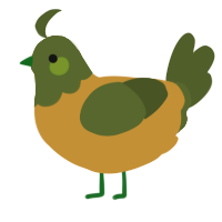 A gold and olive chicken with a head pattern