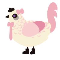 A cream and pink chicken with a half-lace pattern