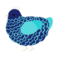 A navy and aqua chicken with a lace pattern