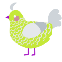 A lime and mist chicken with a lace pattern