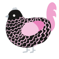 A sable and pink chicken with a lace pattern