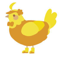 A orange and yellow chicken with a head pattern