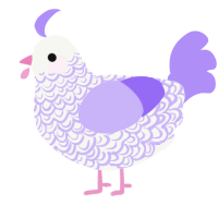 A white and lilac chicken with a double-lace pattern