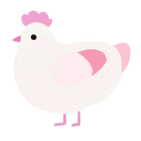 A white and rose chicken with a double-lace pattern