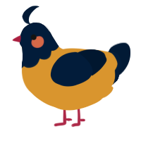 A orange and tumblr chicken with a head pattern