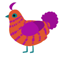 A vermilion and plum chicken with a bar pattern