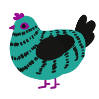 (unnamed), a turquoise and black chicken with a bar pattern