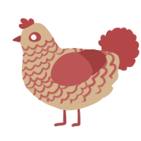 A beige and red chicken with a lace pattern
