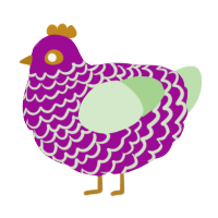 A plum and gluppy chicken with a lace pattern