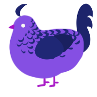 A blurple and navy chicken with a half-lace pattern