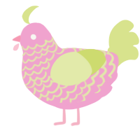 A pink and lemon chicken with a lace pattern