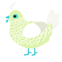 A apple and white chicken with a lace pattern