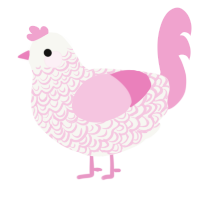 A white and pink chicken with a double-lace pattern