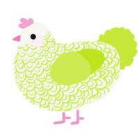 A white and lime chicken with a double-lace pattern