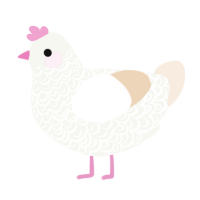 A white and cream chicken with a double-lace pattern