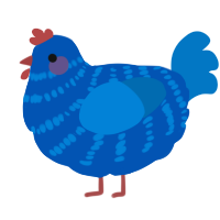 (unnamed), a ultramarine and sapphire chicken with a bar pattern